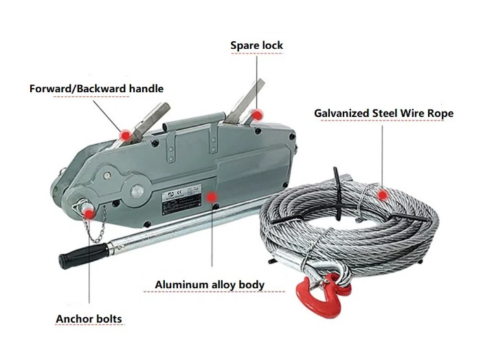 Kapasite 3200kg Tel ip 20 metre Tirfor vinç Tirfor kablo çekicisi